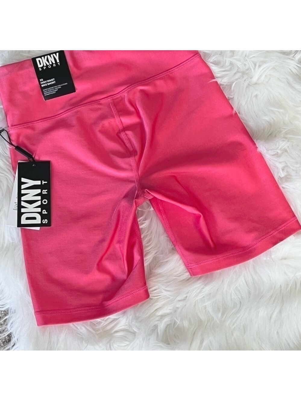 DKNY SPORT Pink High Shine High Waist Bike Shorts XS - Picture 9 of 10